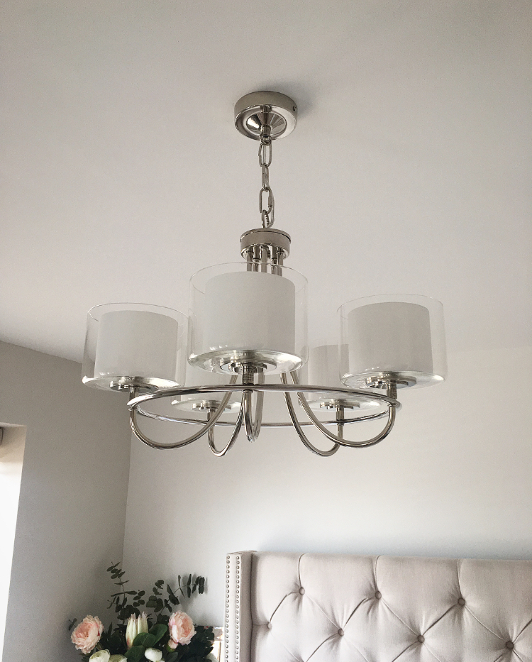Laura Ashley 5 Arm Chandelier, home ideology, bedroom lighting, master bedroom inso